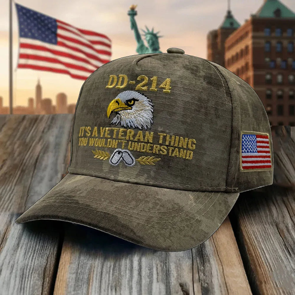 DD-214 Veteran Eagle Patriotic Cap