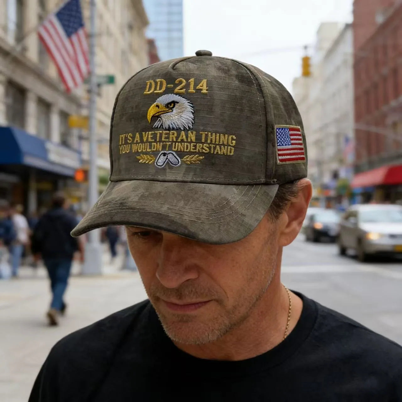 DD-214 Veteran Eagle Patriotic Cap