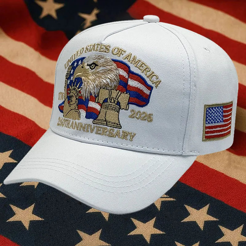 250th Anniversary Patriotic Embroidered Hat (White)