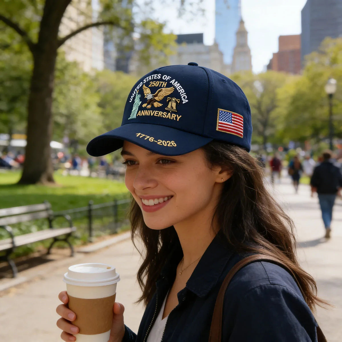 Eagle & Liberty Bell Embroidered Snapback Hat