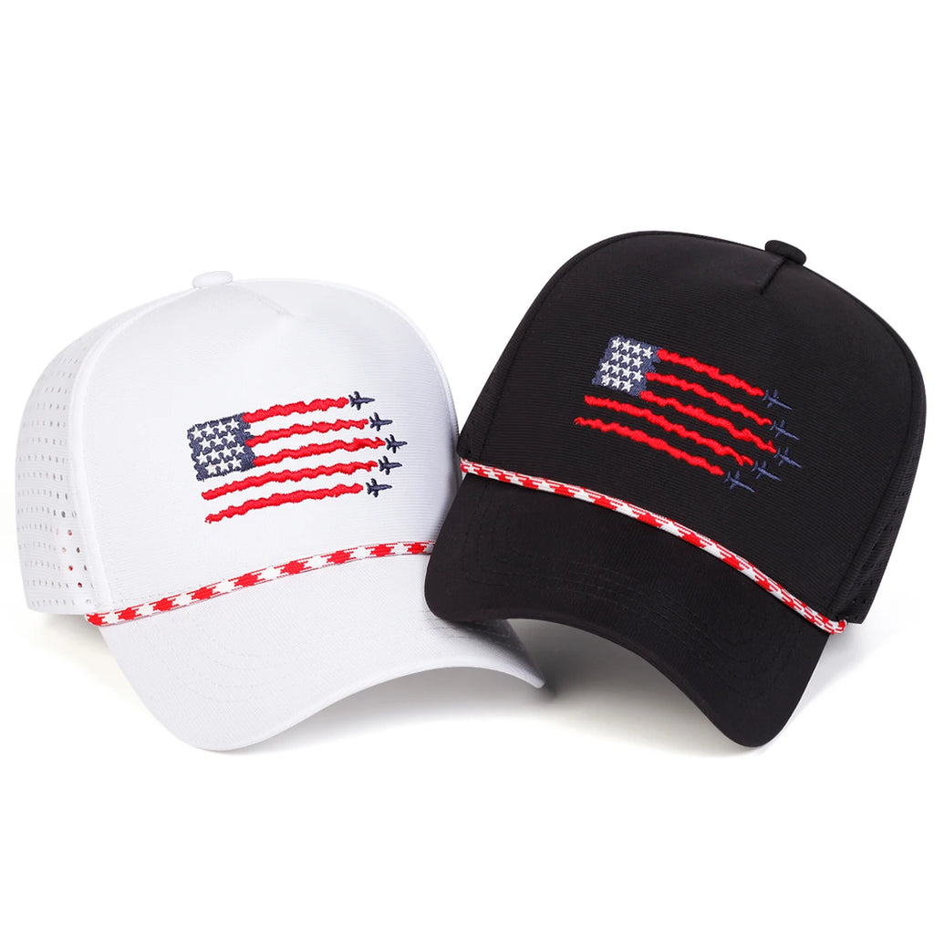 American flag mesh trucker hat