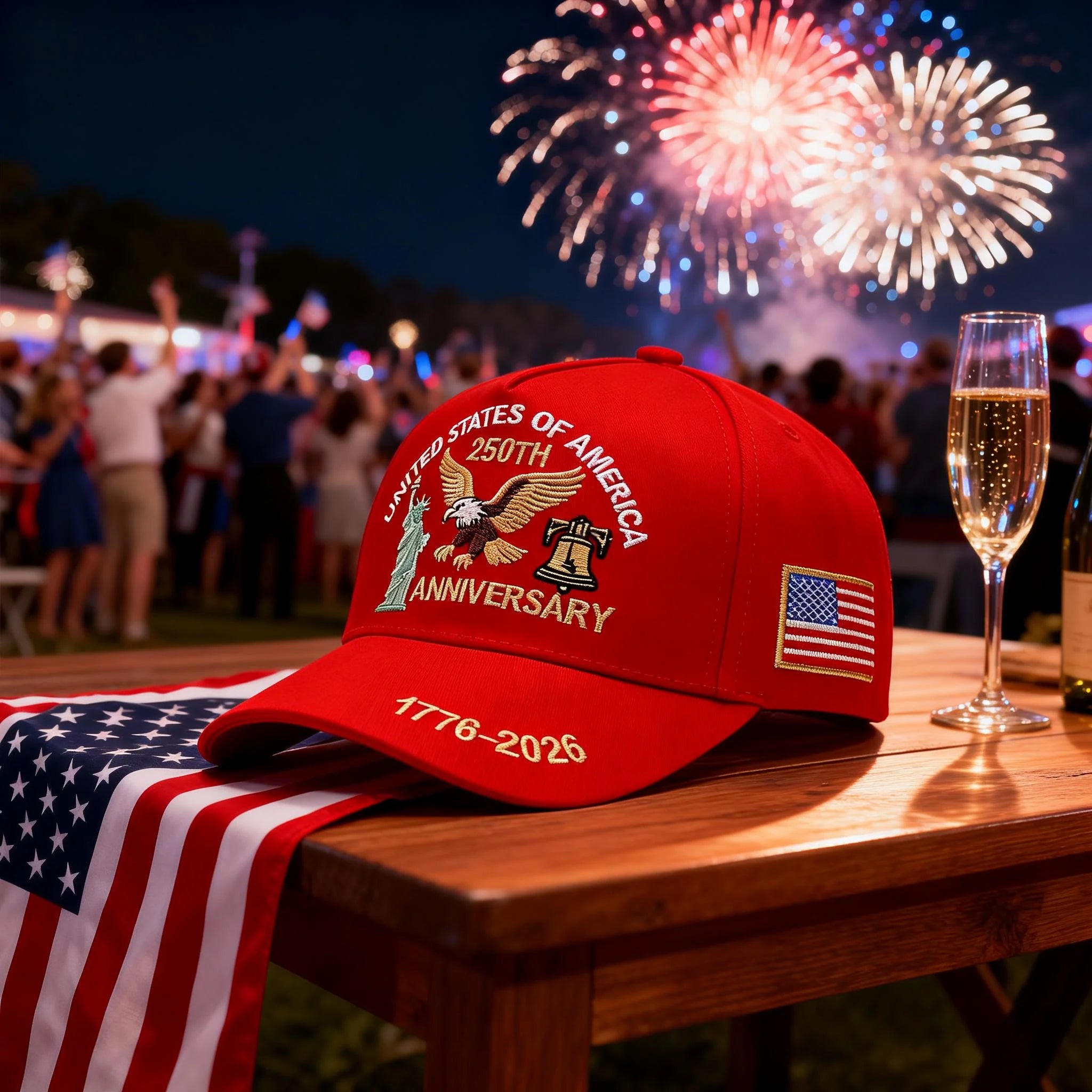 Eagle & Liberty Bell Embroidered Snapback Hat
